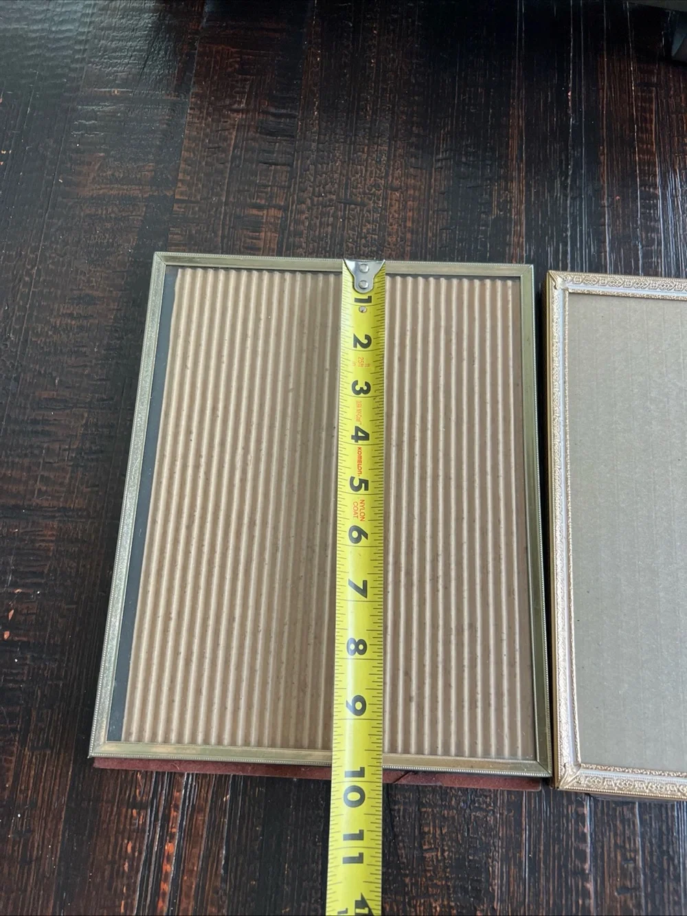 2 Vtg MCM Gold Tone Metal Embossed Photo Picture Frames Hollywood Regency
